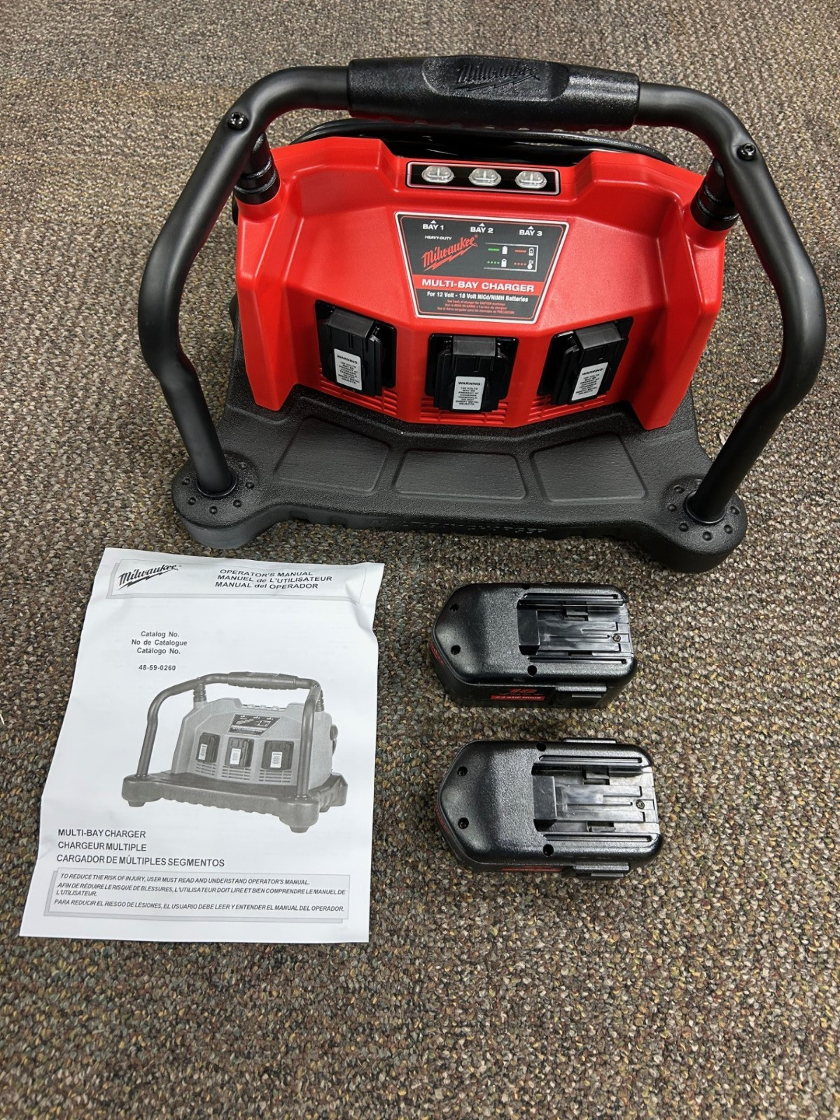 Milwaukee 120V Multi-Bay Charger 48-59-0260 & (2) 18V Batteries Included