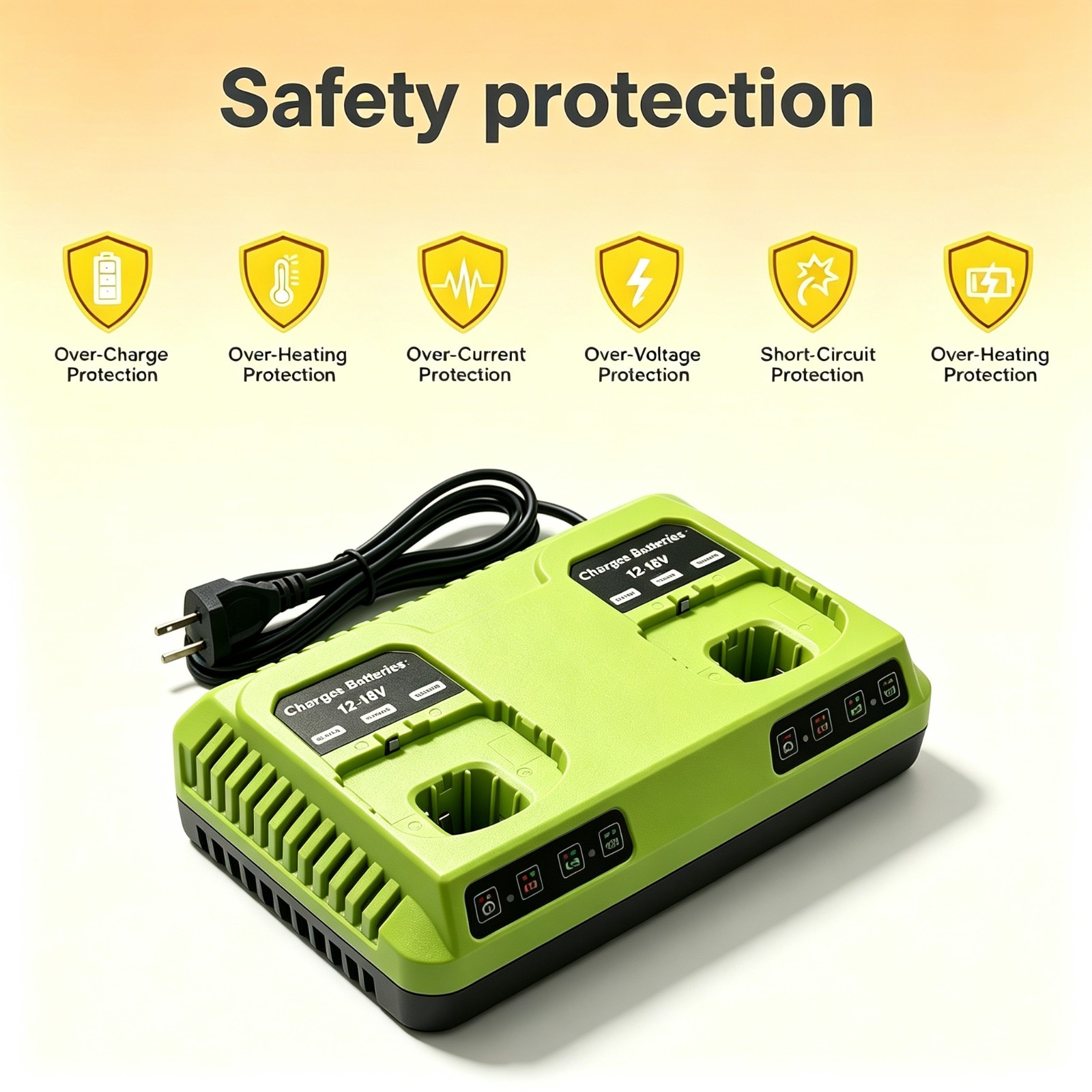 6A Dual Port Fast Charger Compatible with Ryobi 18V P117 P118 PCG005 ONE+