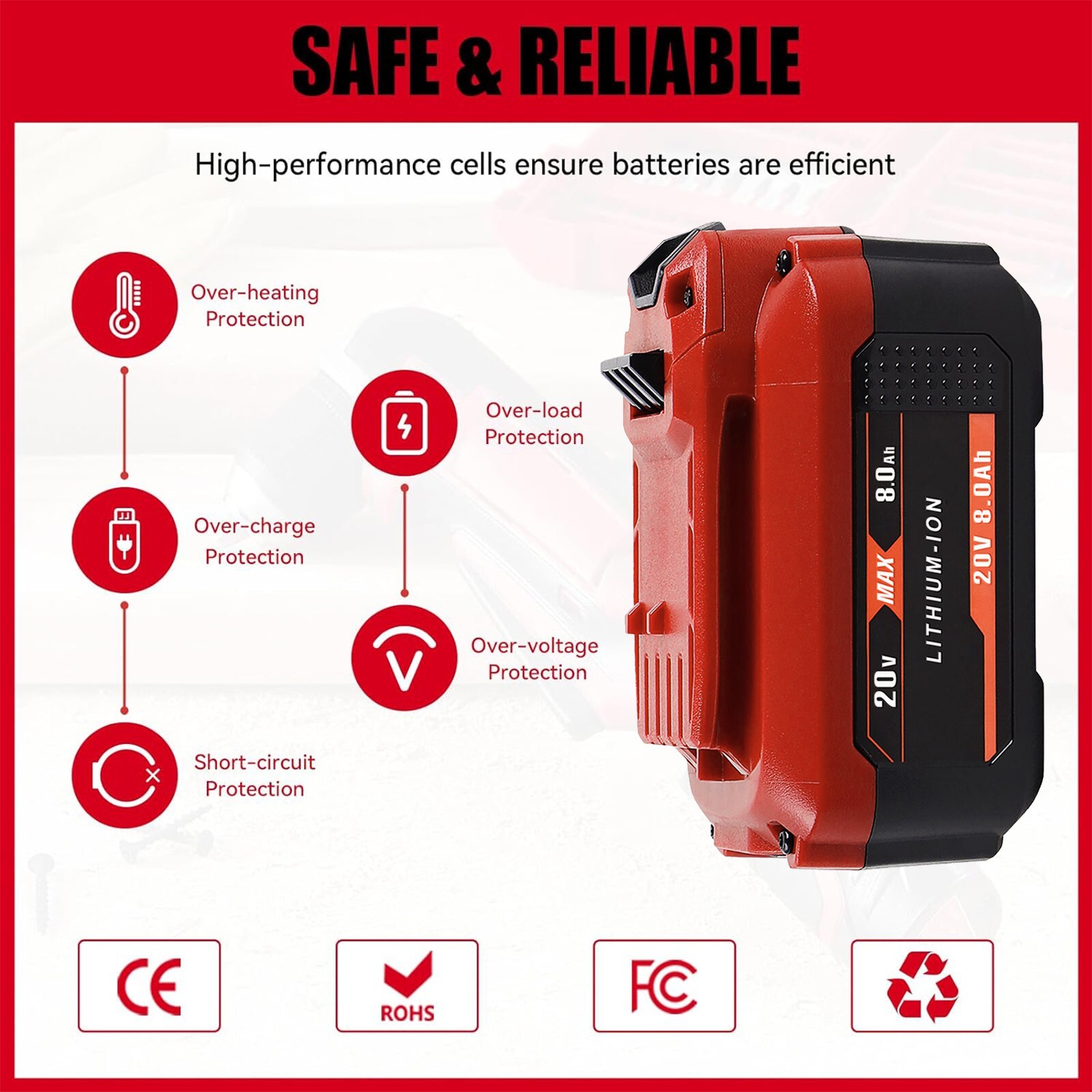 8.0Ah For Craftsman V20 20 Volt MAX Lithium Battery CMCB204 CMCB202 / Charger