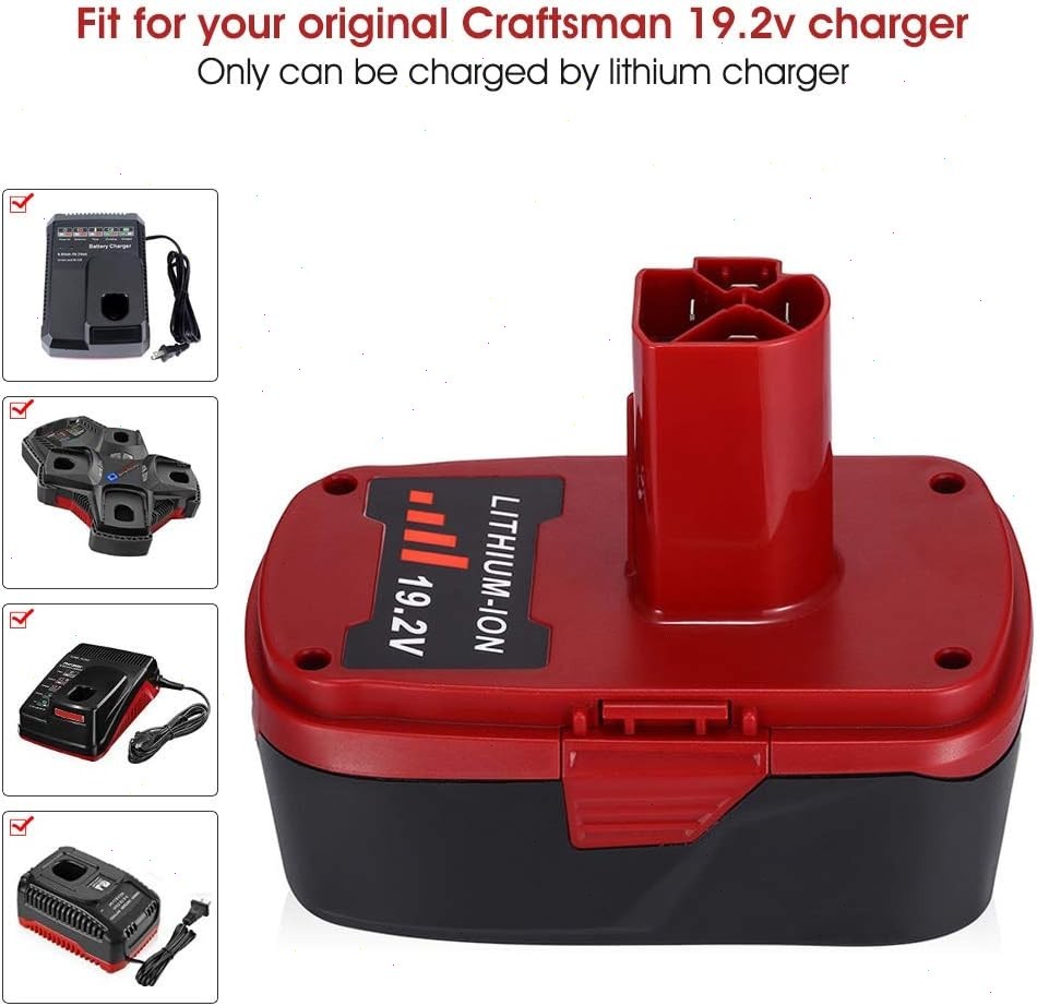 2Pack 8.0Ah for Craftsman 19.2V Lithium XCP Battery C3 DieHard 11375 OR Charger