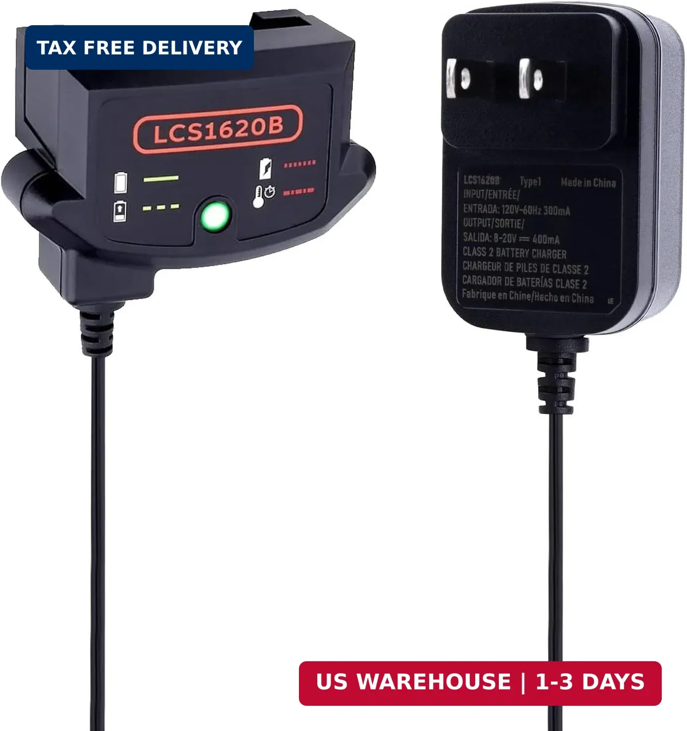 LCS1620B 20V Charger Compatible with Black and Decker 20V Max Lithium Battery LB