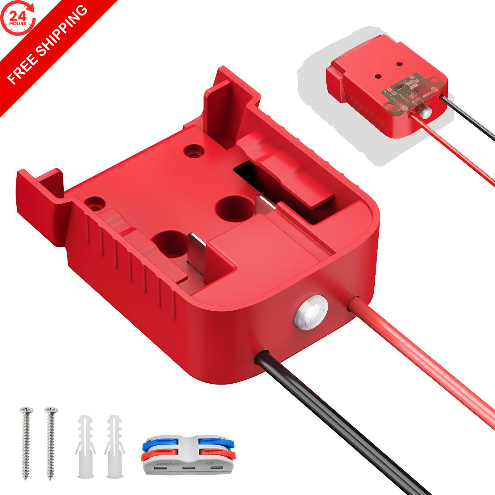Kzreect Battery Adapter with Switch Compatible Milwaukee 18V 1 Pack, Red