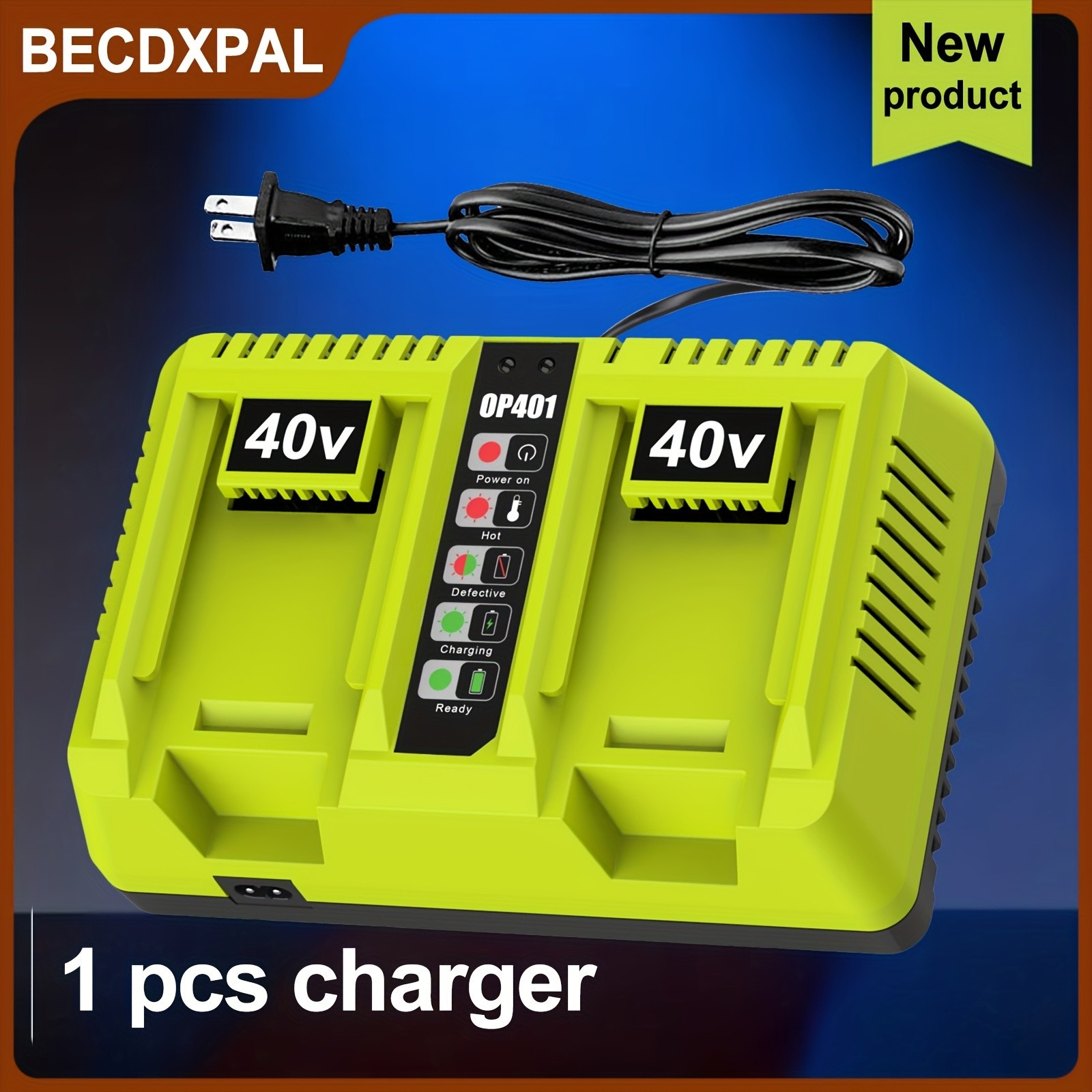 40V 2-Port Battery Fast Charger for Ryobi OP401 OP4050 OP4060 OP4026 OP4015