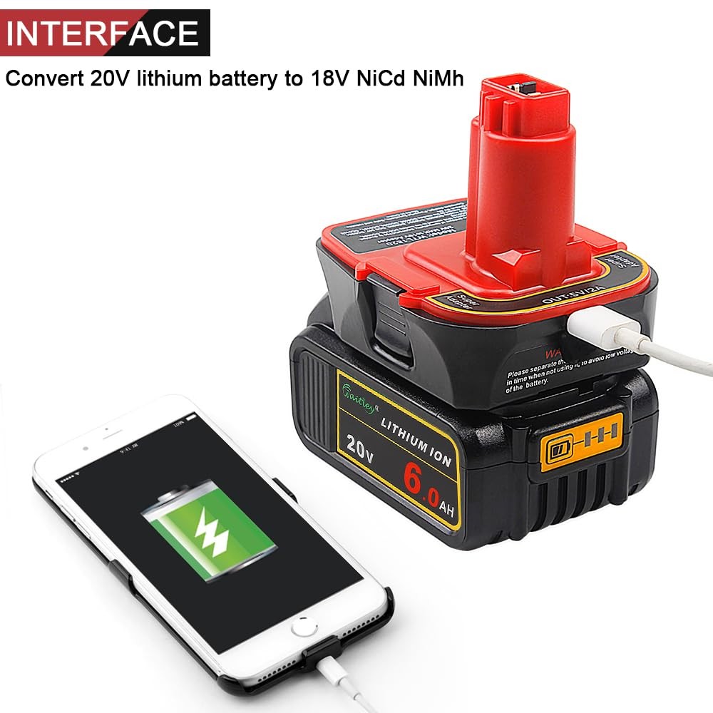 waitley Battery Adapter 18V-20V Converter Compatible with Black and Red