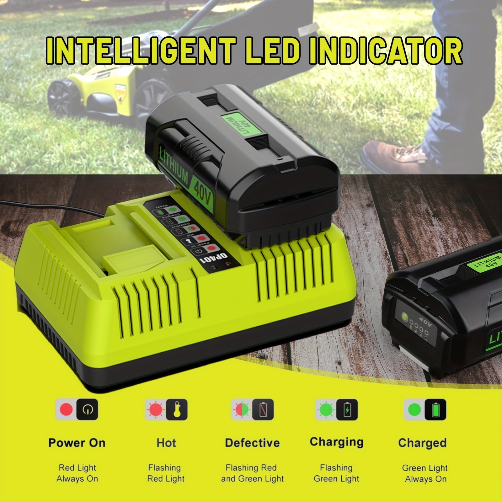 40V Dual Port Rapid Charger for Ryobi Lithium-ion Battery OP401 OP4060 OP4050