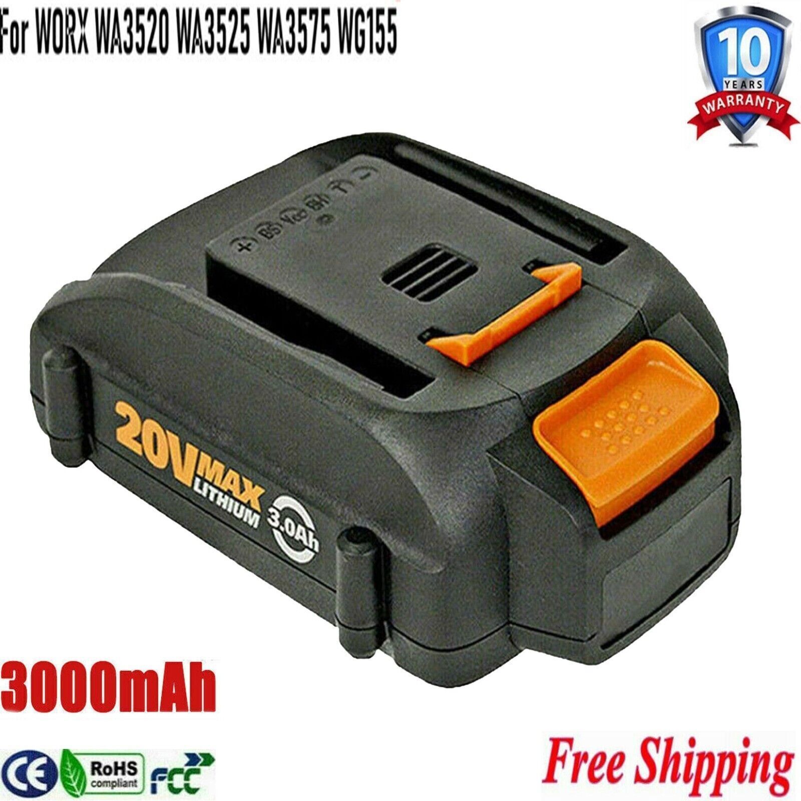 For WORX 20V MAX Extend Lithium 5.0Ah/7.0Ah Battery WA3520 WA3525 WA3575 WG155