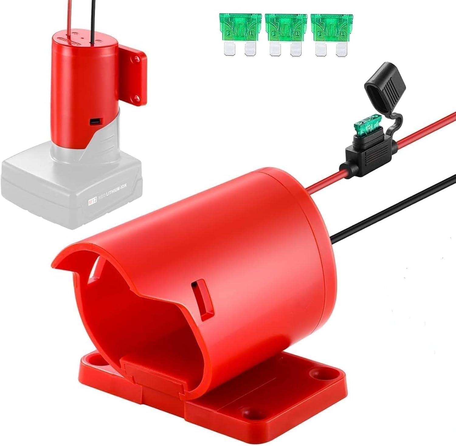 Power Wheel Adapter for Milwaukee M12 12V Battery with Fuse & Wire terminals…