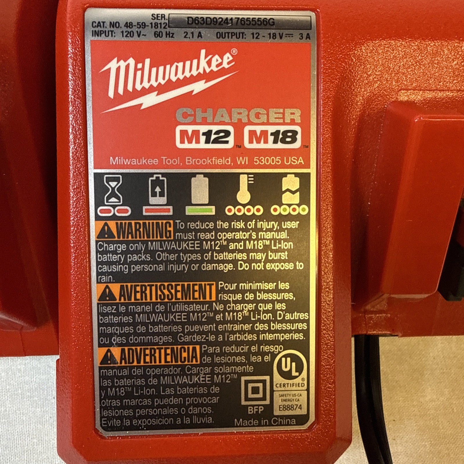 Milwaukee Battery Charger LOT OF 2 48-59-1812 M12 & M18 18V Genuine Milwauke-NEW