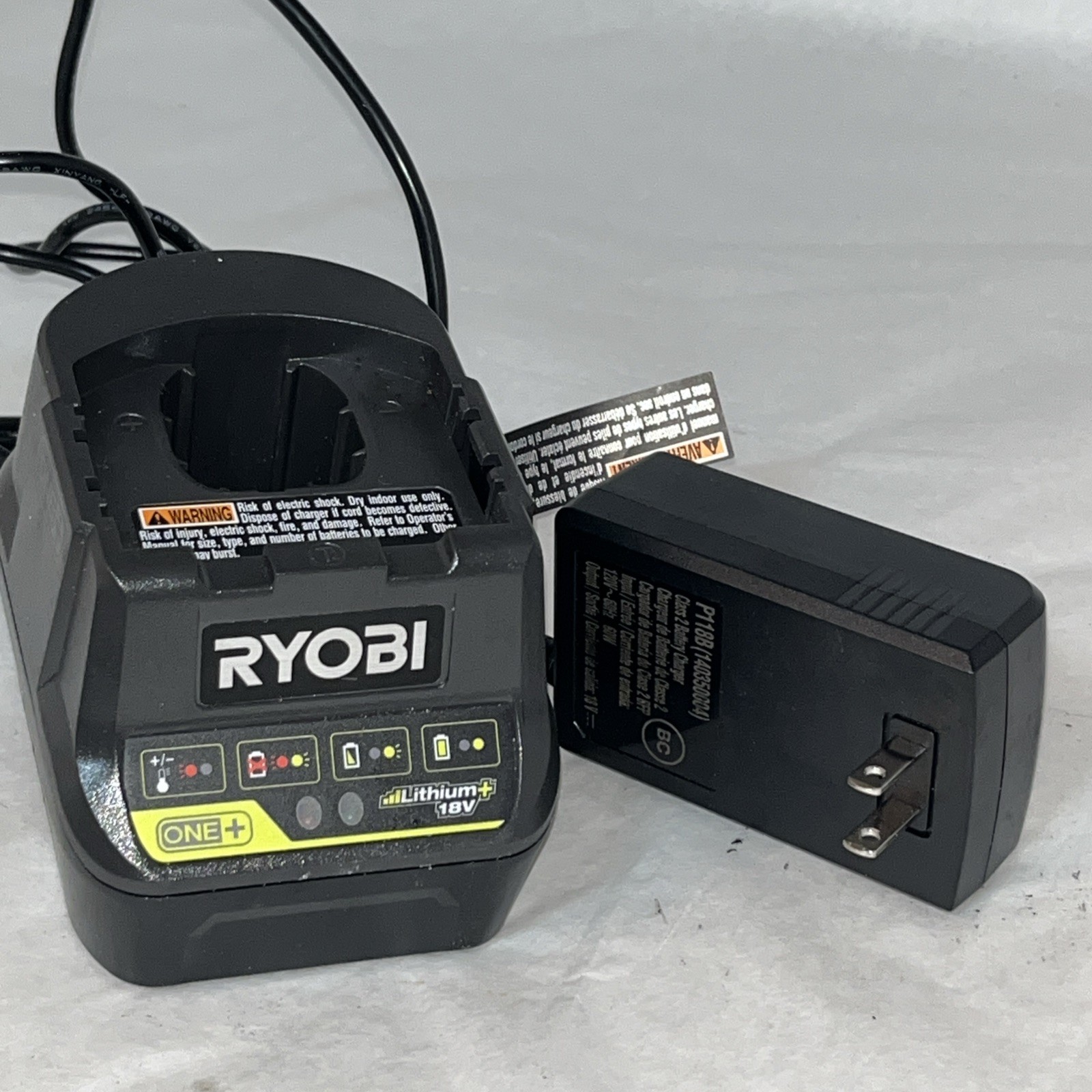 Ryobi ONE+ P118B | 18-Volt Lithium-Ion Replacement Battery Charger, Charger Only