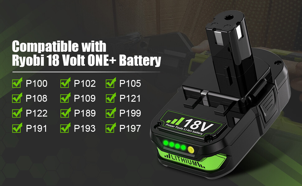 2Pack For RYOBI P107 P108 18V One Plus High Capacity Battery 18Volt Lithium-Ion