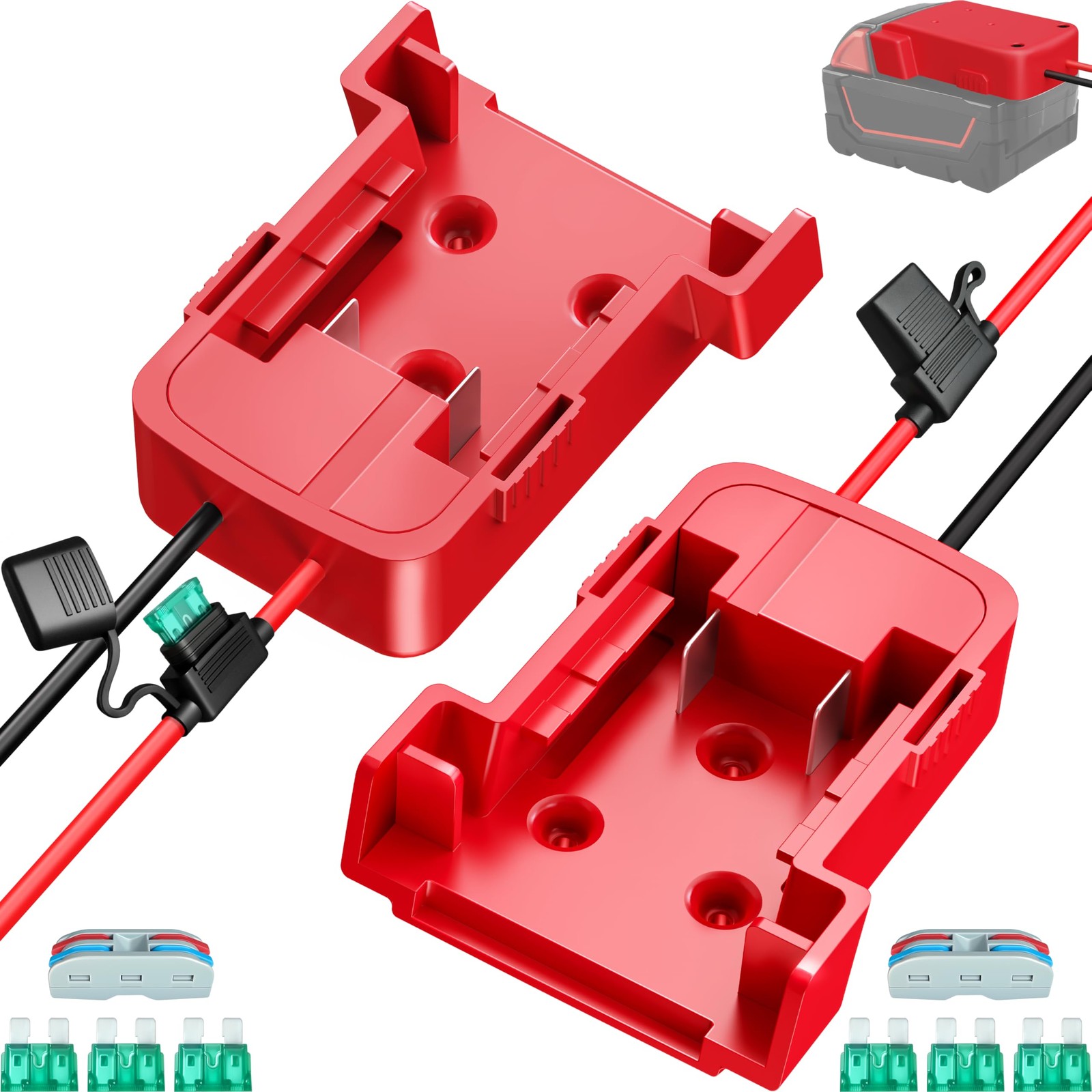 2-Pack 18V for Milwaukee M18 Battery Adapter Power Wheels 2-Pack, Red