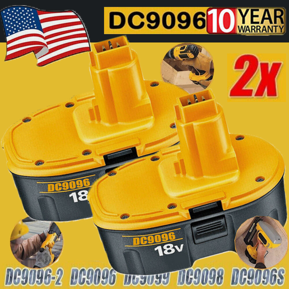 2 PACK 18V For Dewalt 18 VOLT DC9096 DC9098 Ni-MH Battery DC9099 NEW 4.0Ah 4.8AH