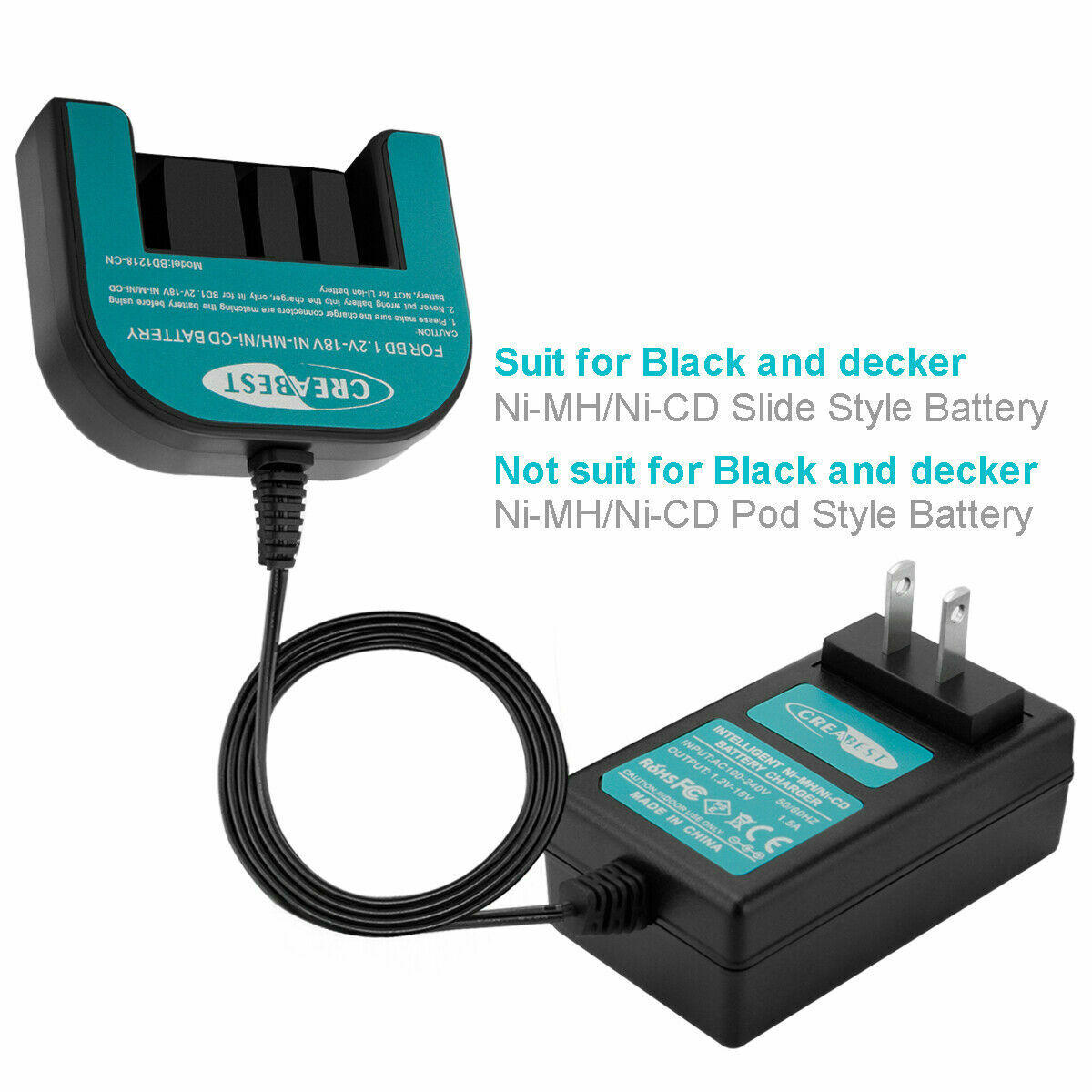 Charger For Black&Decker 9.6V-18V A12 A12-X A14 A18 A1714 A1718 FSB12 Battery