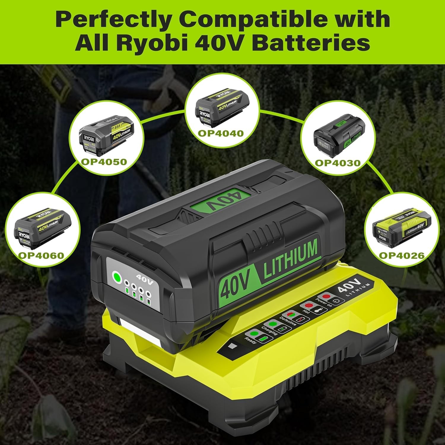 FOR Ryobi 40V Lithium Battery Fast Charger for OP401 Fits Multiple Models