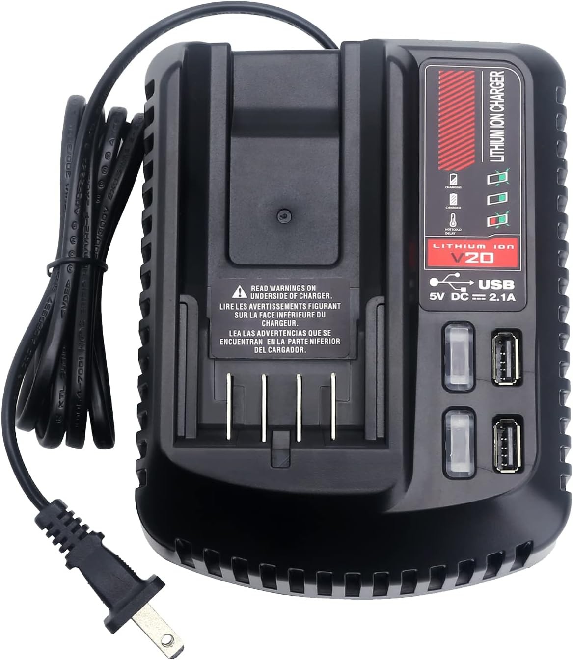 Dual USB 20V Battery Charger for Craftsman V20 Batteries CMCB104 CMCB202 CMCB201