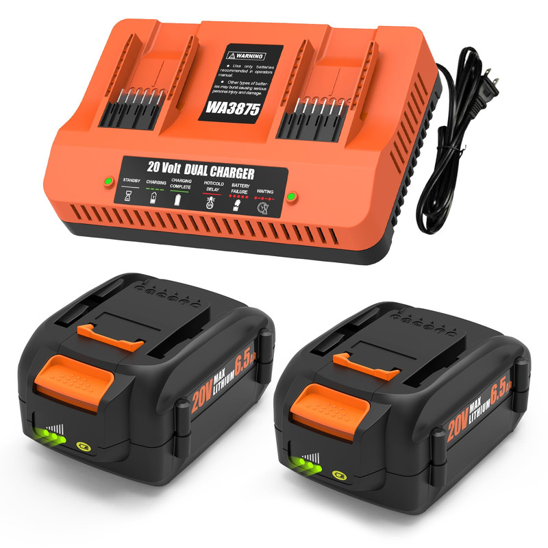 Becdxpal 2 Pack 6500Mah Replacement For Worx 20V Battery And Charger Kit For