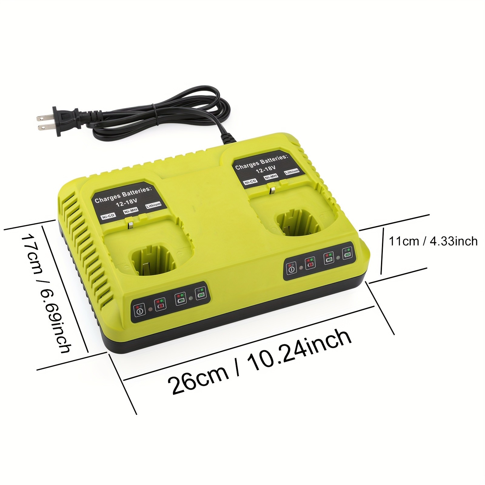 18V Dual Lithium Rapid Battery Charger for Ryobi One Plus P117 P108 P107