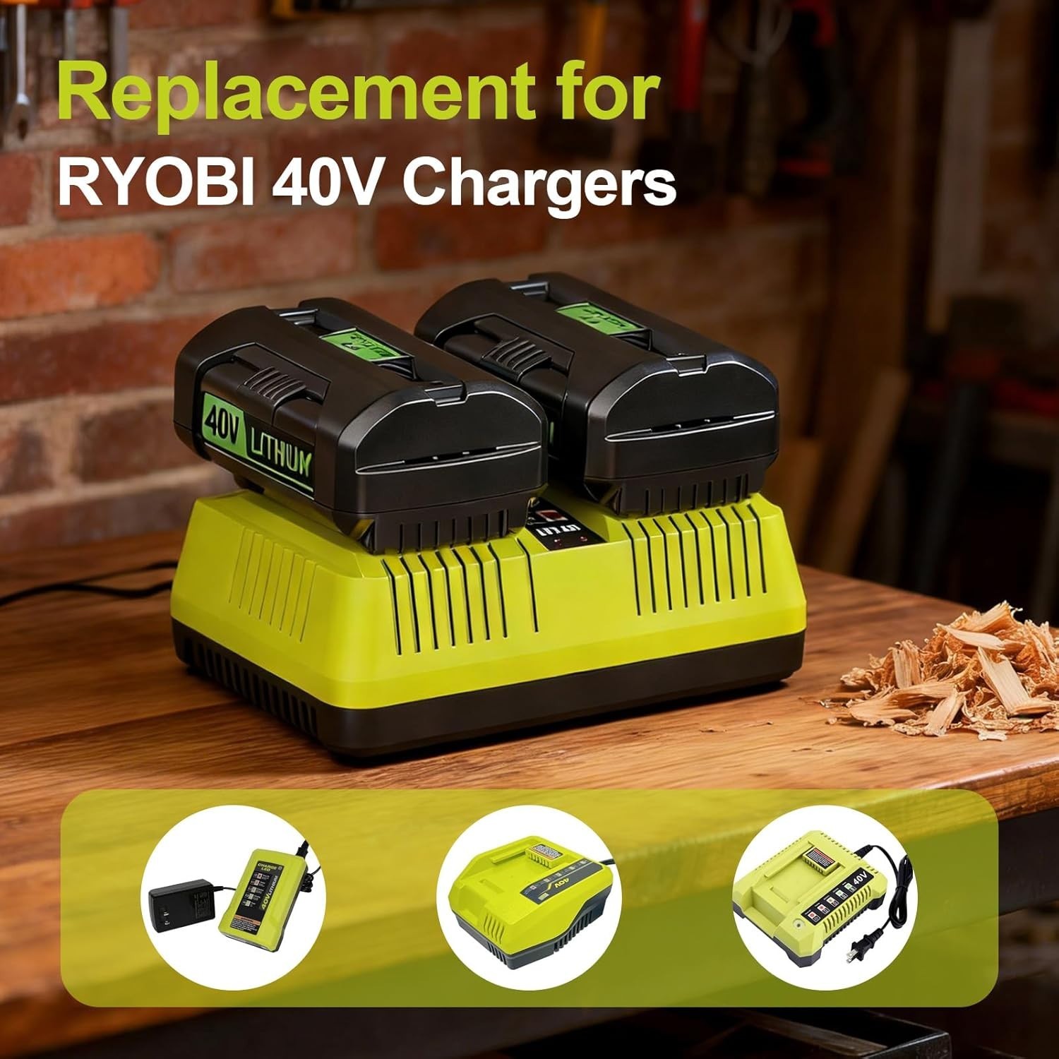 40V OP401 Dual Fast Charger for Ryobi OP4015 OP4026 OP4030 OP4040 OP4050 Battery