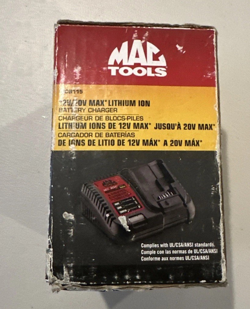MAC Tools MCB115 12V/20V Lithium ION Battery Charger NOS *Dewalt Compatible*