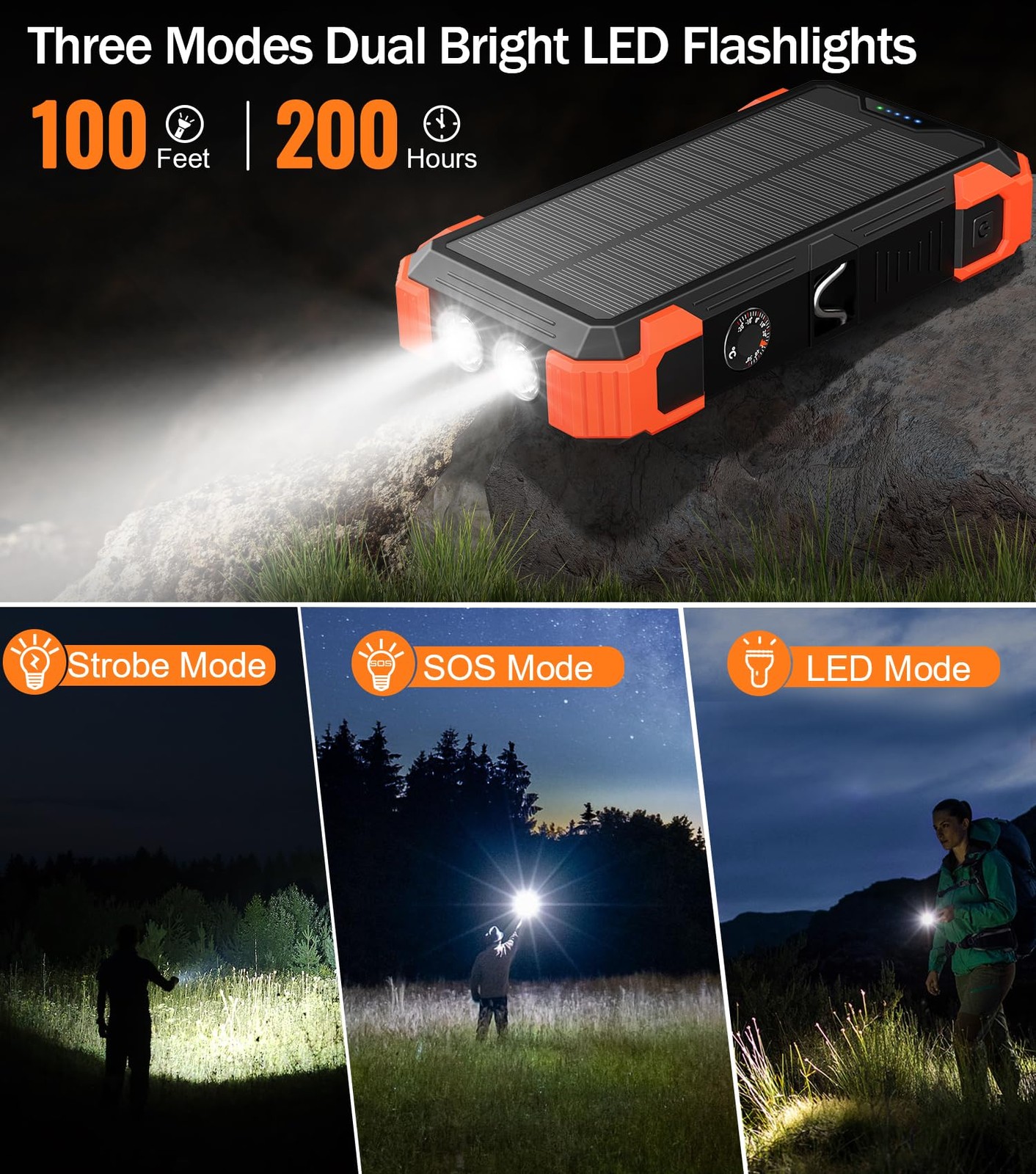 GOODaaa 42800mAh Portable Charger, Built-in 4 Cables, Thermometer, 15W Fast Char