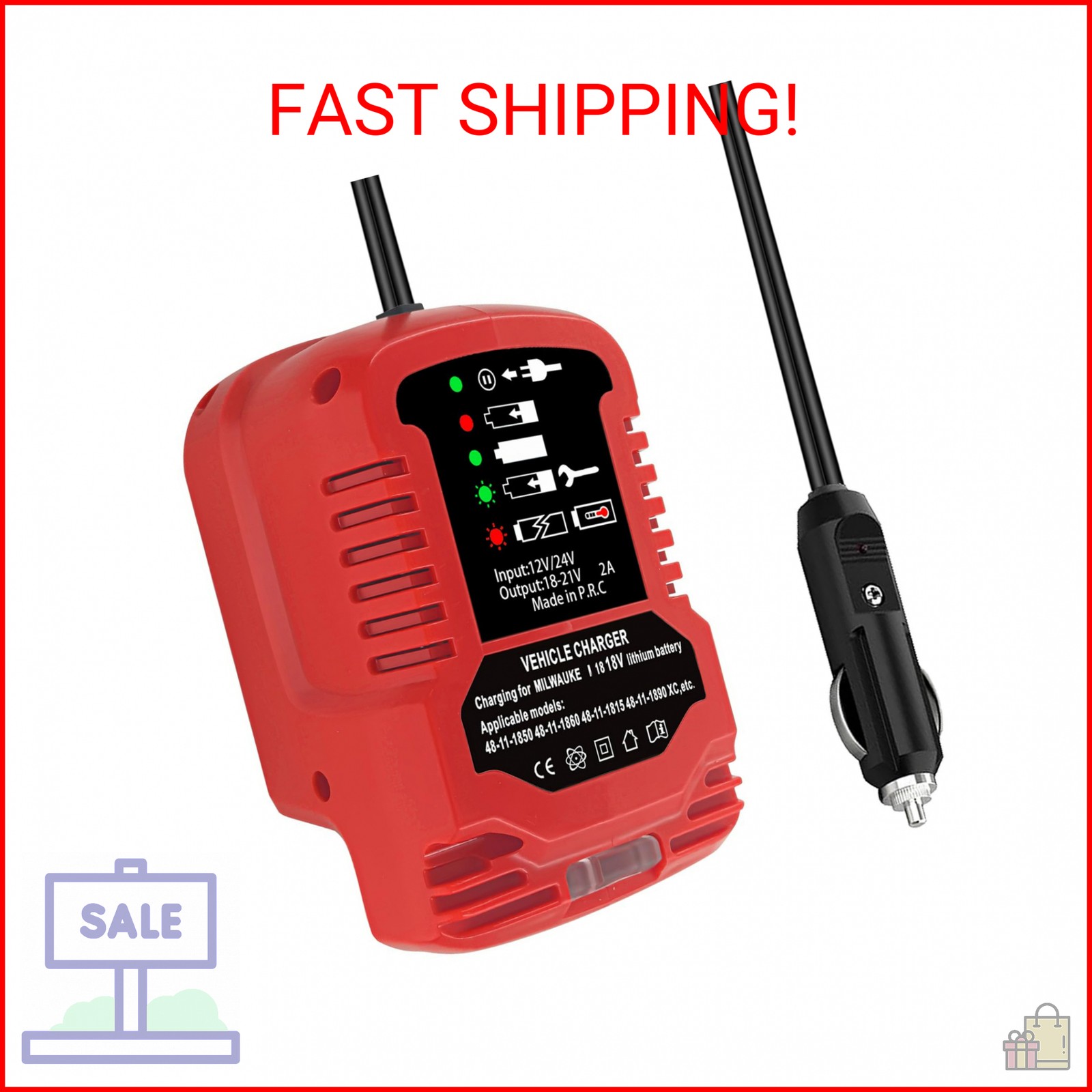JJXNDO Car Battery Charger Replace for Milwaukee M-18 18V Lithium Ion Battery Ch