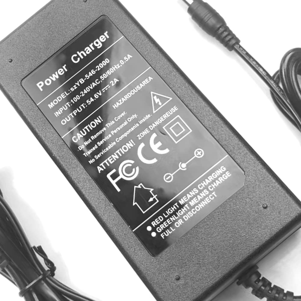 JFX 48V Power Supply 54.6V 2A Battery Charger for 1 Set, Green,Red