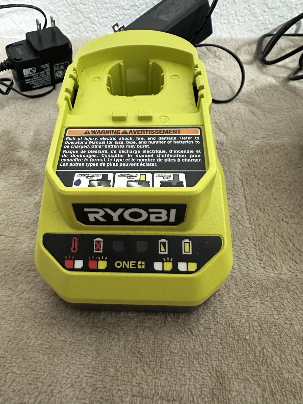 (LOT OF 3) Ryobi Battery Charger Kit – Chargers Only Working P119 PCG002 P118B