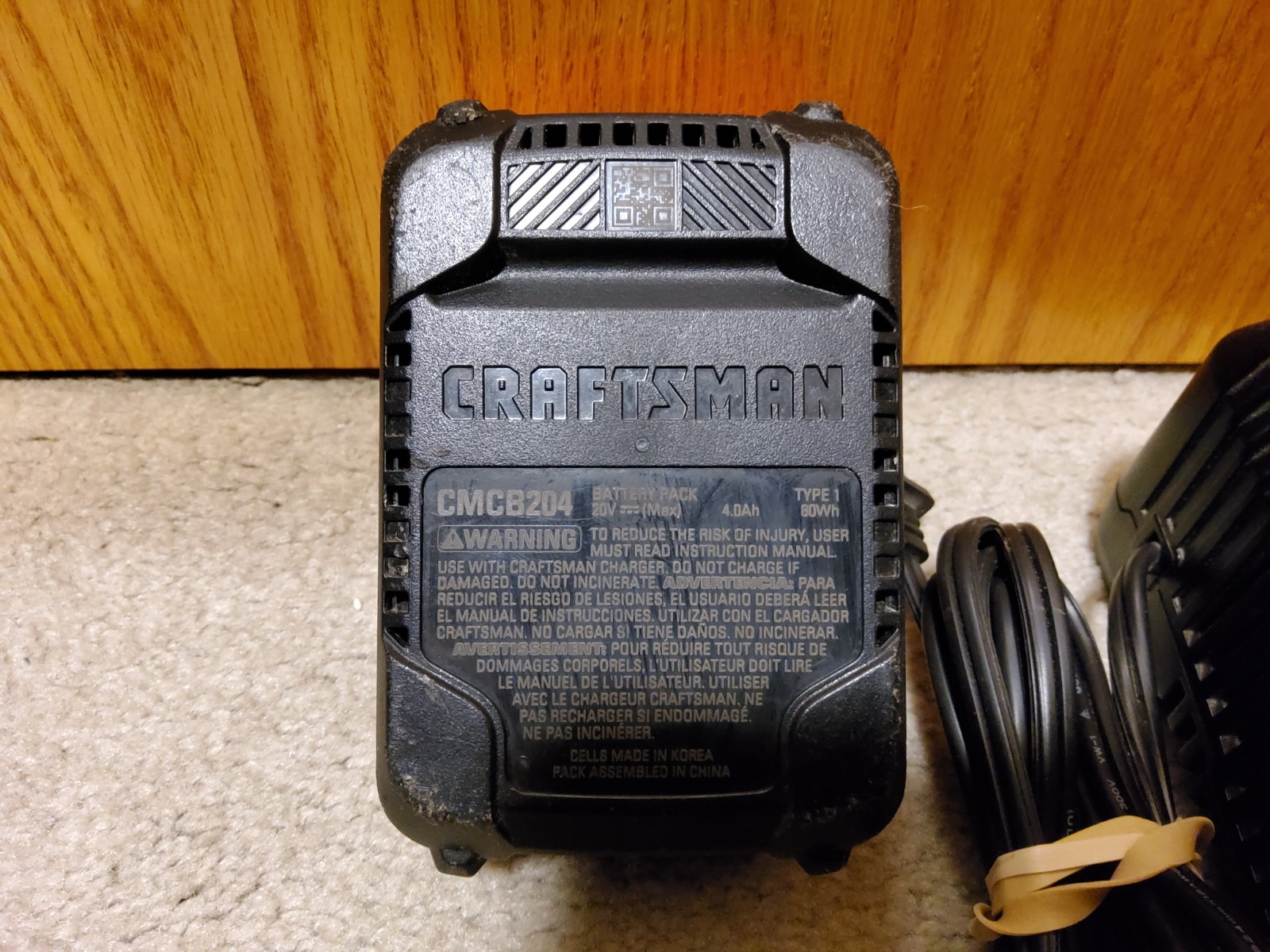Craftsman CMCB204 CMCB102 20V 4.0 Ah Lithium Ion Battery & Charger Kit Tested