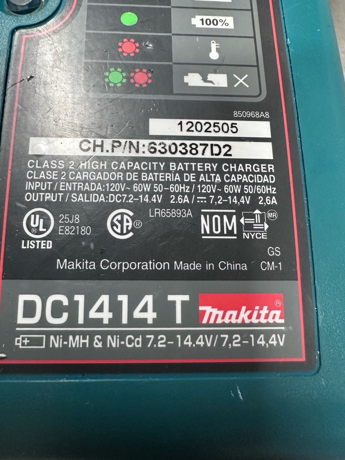Makita battery charger DC1414T Ni-MH & Ni-Cd 7.2 – 14.4v