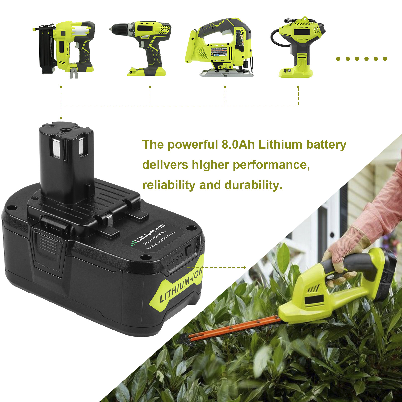 P108 18 Volt For RYOBI 18V One+ Plus High Capacity Lithium Ion Battery+Charger