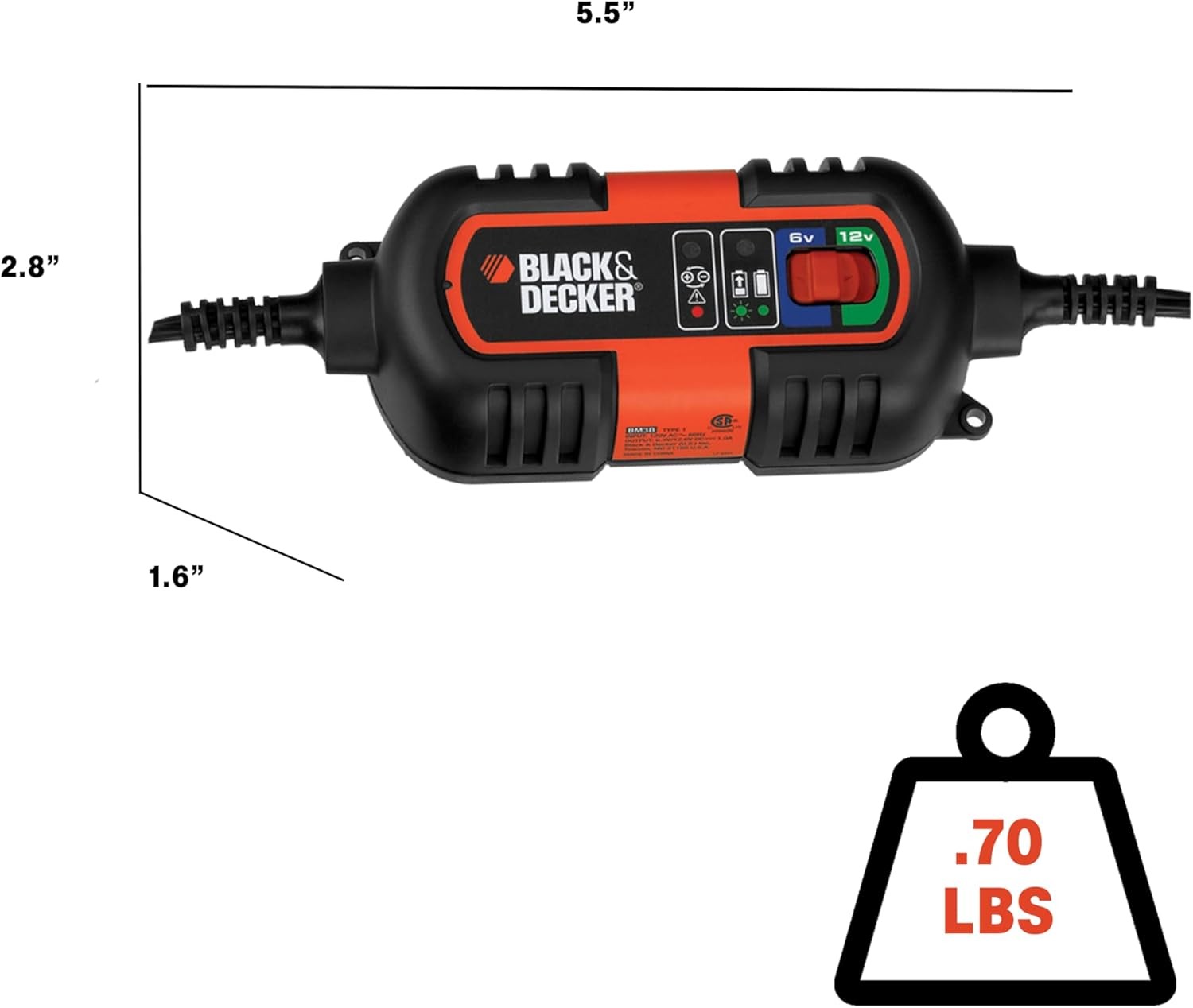 Black Decker Battery Charger Maintainer Automatic Float Trickle Car Truck 6V/12V