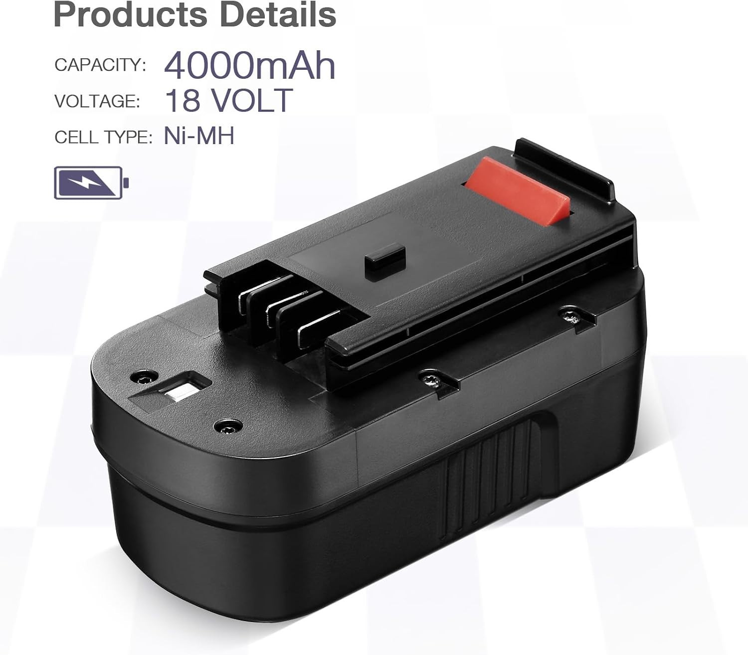 4000mAh Replacement Battery + Charger for Black+Decker 18V