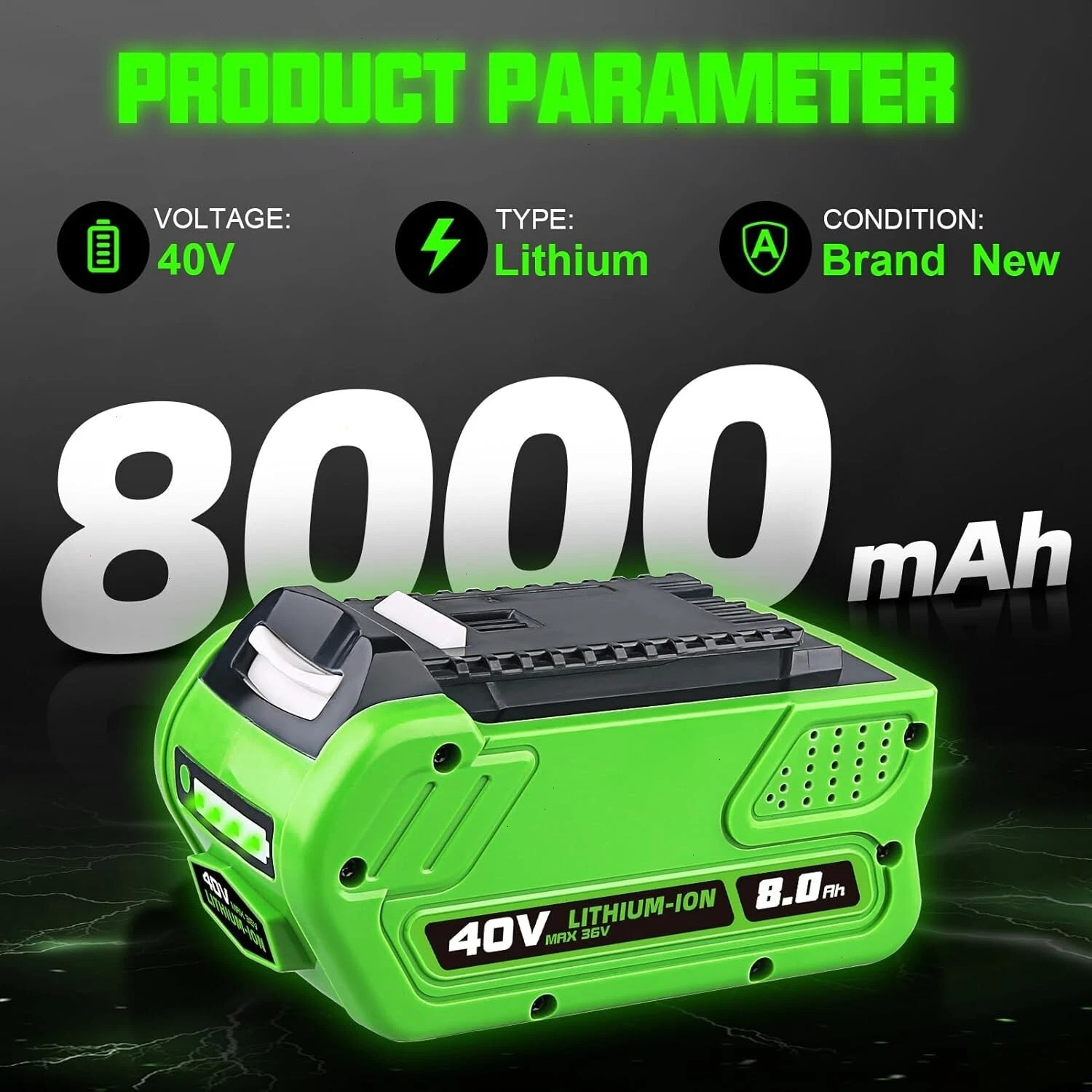 For GreenWorks 40V 8.0AH Lithium G-MAX Battery 29462 29472 Tool Power / Charger
