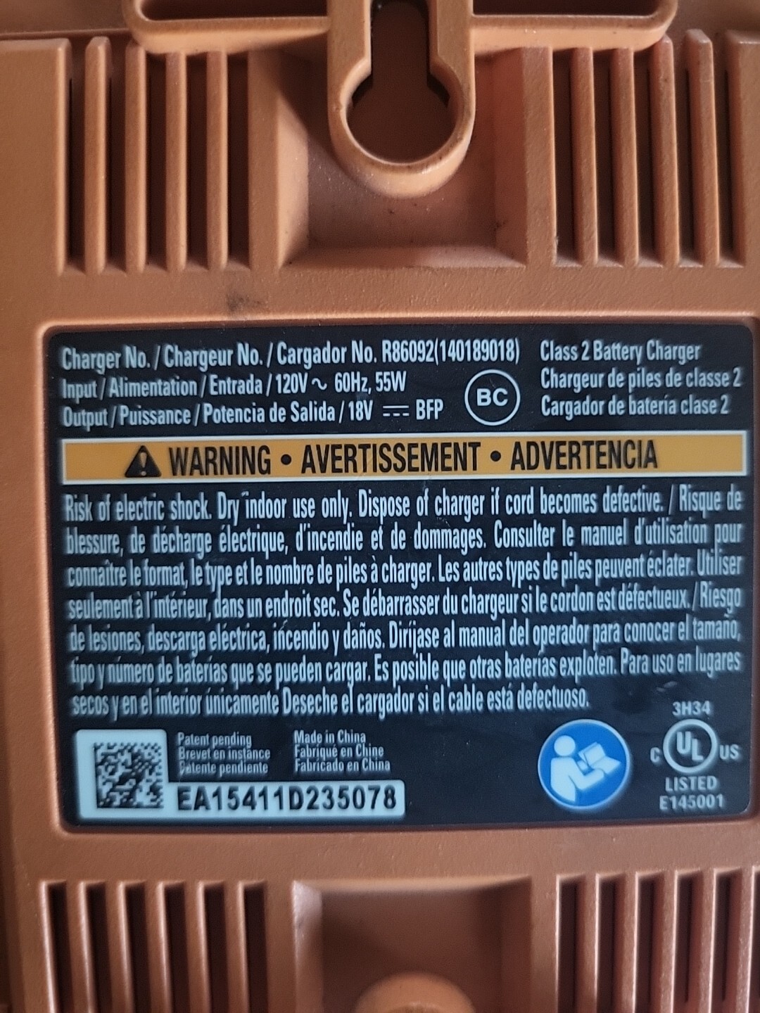 R86092 Battery Charger Compatible with Ridgid 18V NiCd or Lithium-Ion #F4