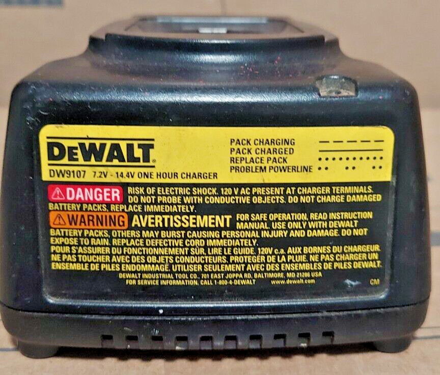 Dewalt DW9107 NiCd Battery Hour Charger for 9.6v 12v 14.4v Batteries Black OEM