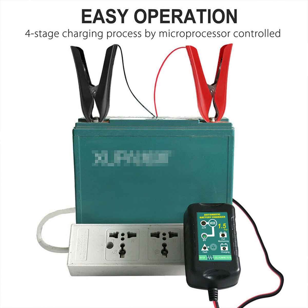 6V 12V Battery Charger 1.5A Automatic Battery maintainer trickle Battery Charger