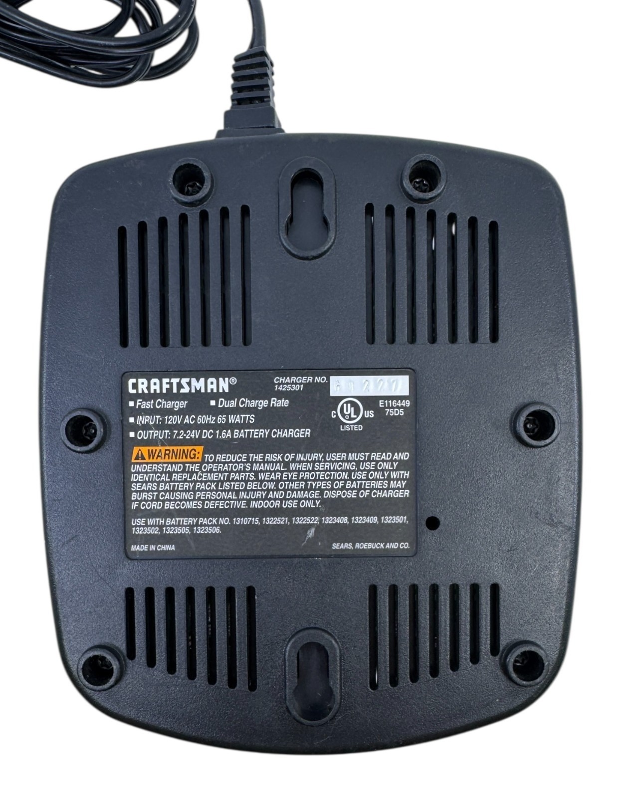 Craftsman Genuine OEM 1 Hour Fast Battery Charger 7.2V – 24V 1425301