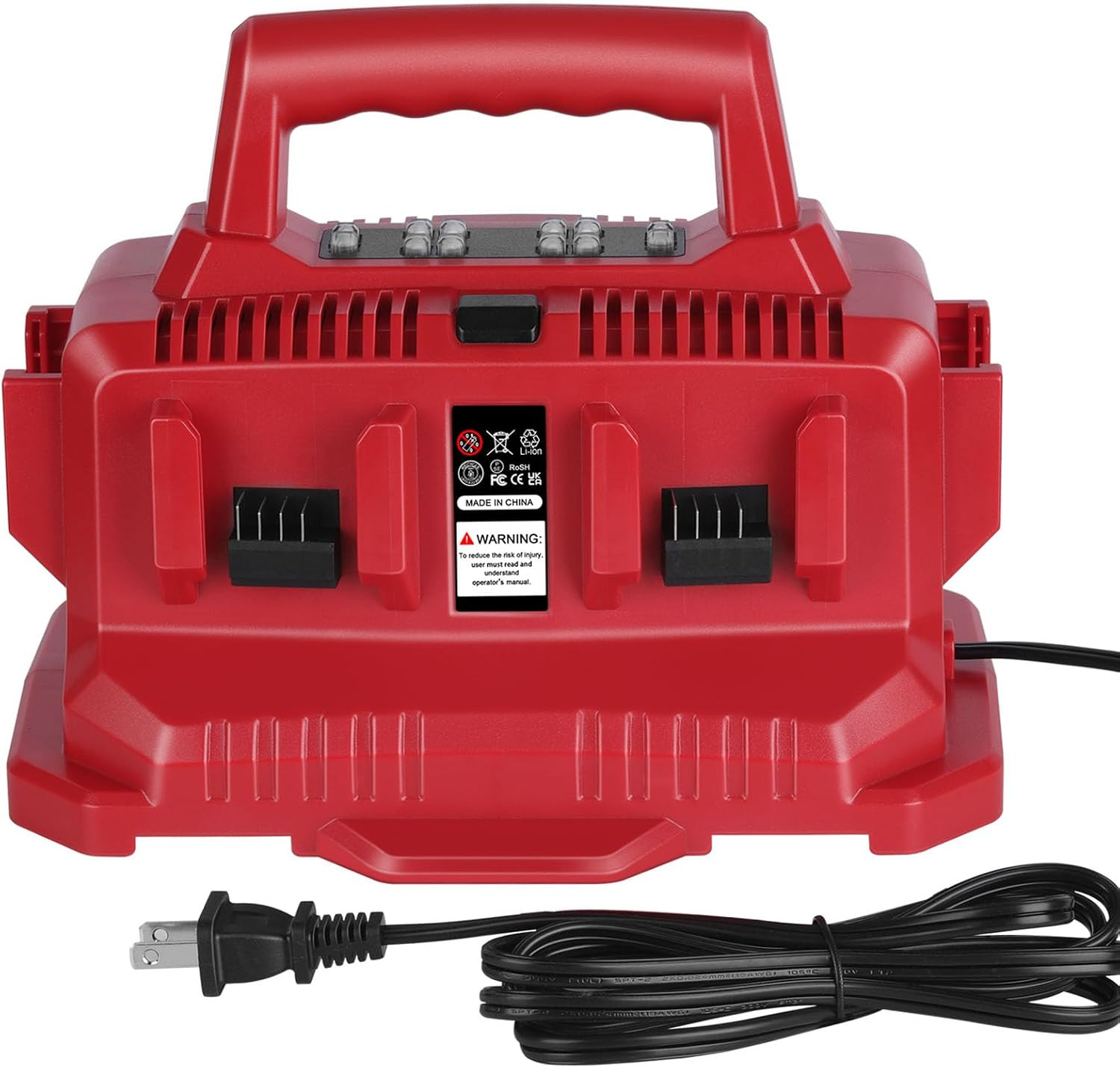 6-Port Sequential Charger for Milwaukee M18 Batteries with LED Indicator