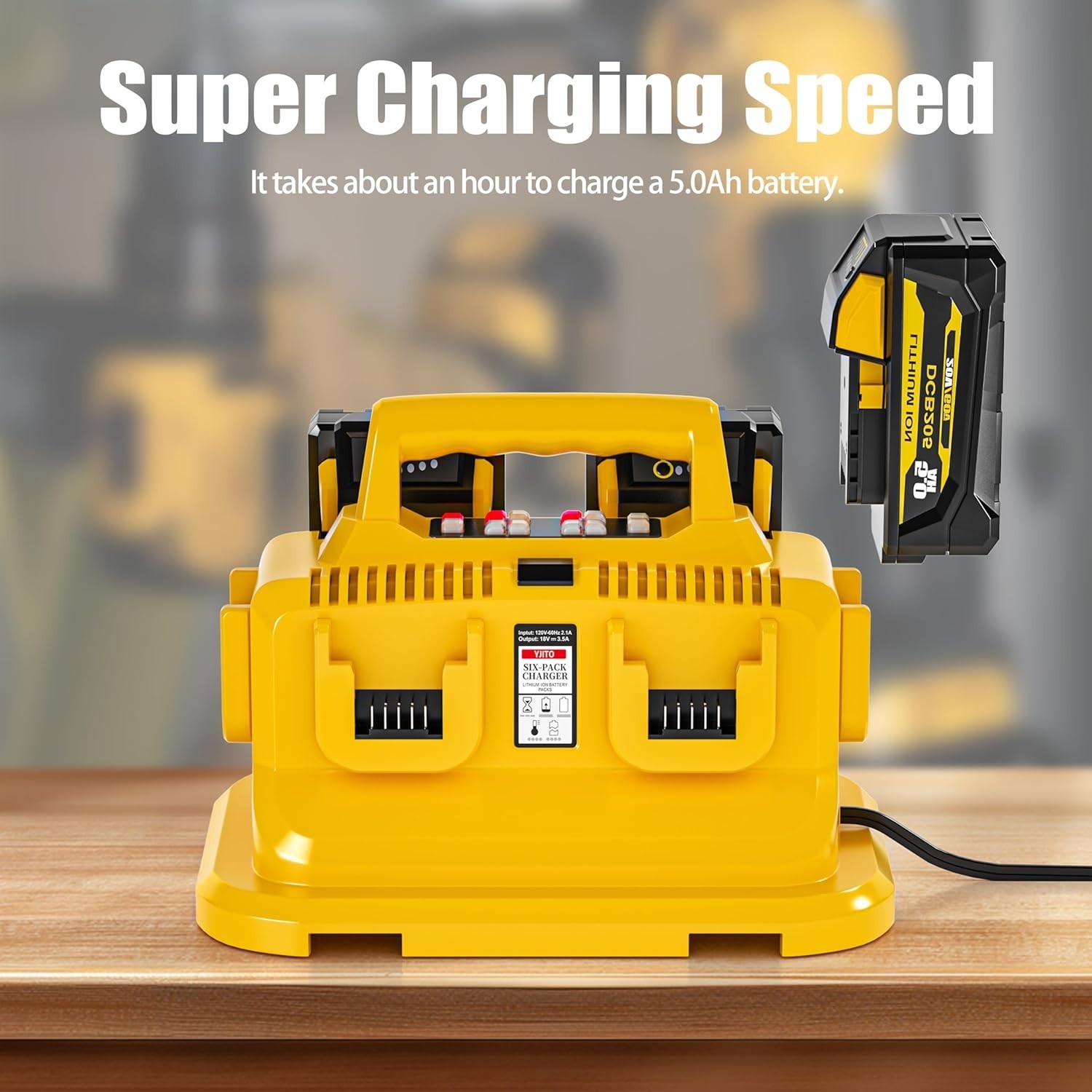 6-Ports Rapid Battery Charger Replacement for Dewalt Flexvolt 20V/60V Charger