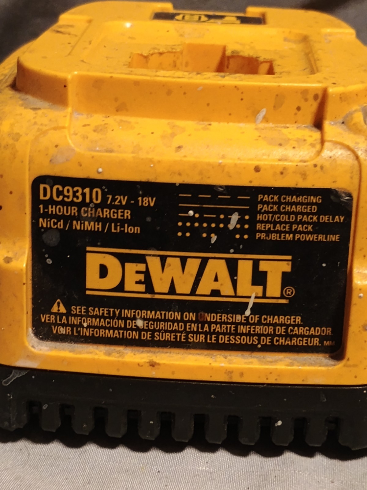Dewalt Tool Battery Charger DC9310 Yellow For 7.2 To 18v Batteries Speed Charger