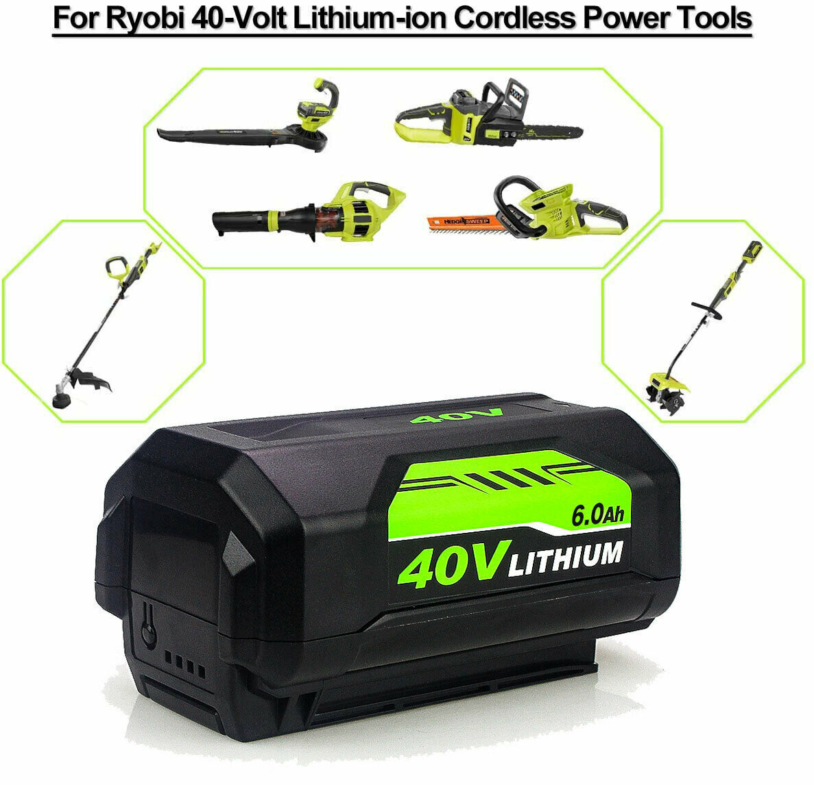 40V 8.0Ah Battery For Ryobi 40 Volt Lithium OP4050 OP4040 OP40602 NEW 6.0Ah