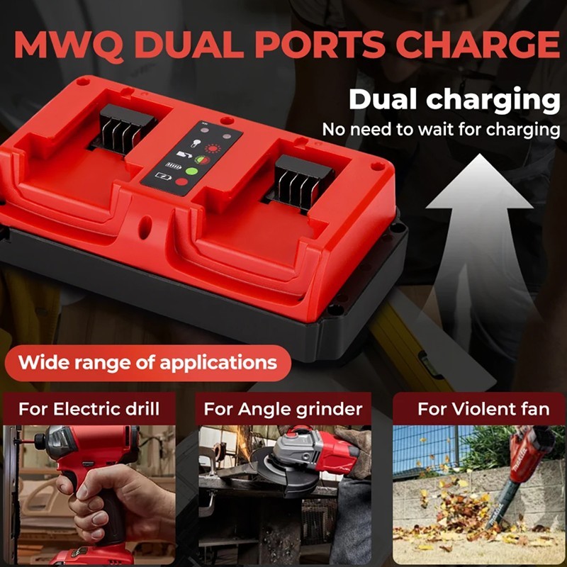 Portable Dual Ports Charger For Milwaukee 18V 48-11-1815, 48-11-1820 Battery