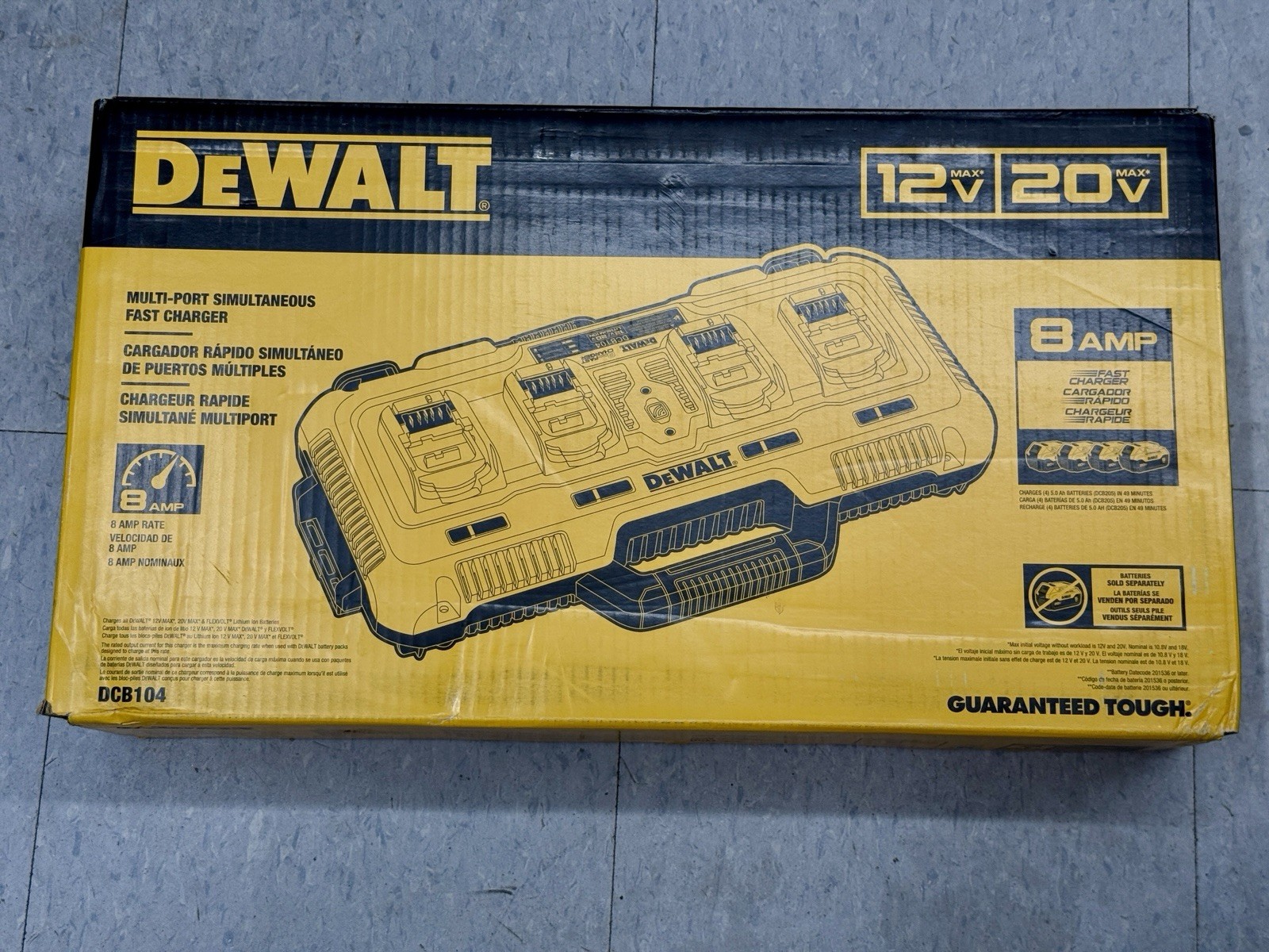 DEWALT DCB104 Multi-Port Fast Charger 12V/20V, Charges 4 Batteries New