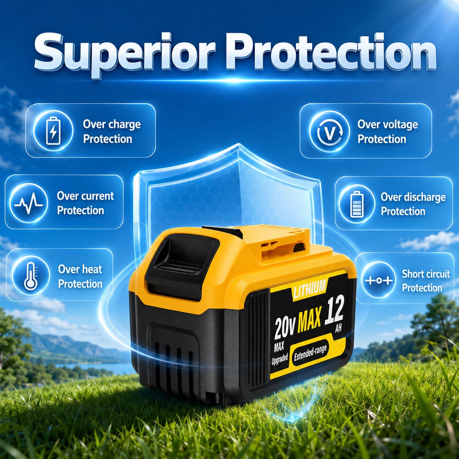 Qqf 6 Packs 12000Mah Extended Runtime Lithium Battery Replacement For Dewalt