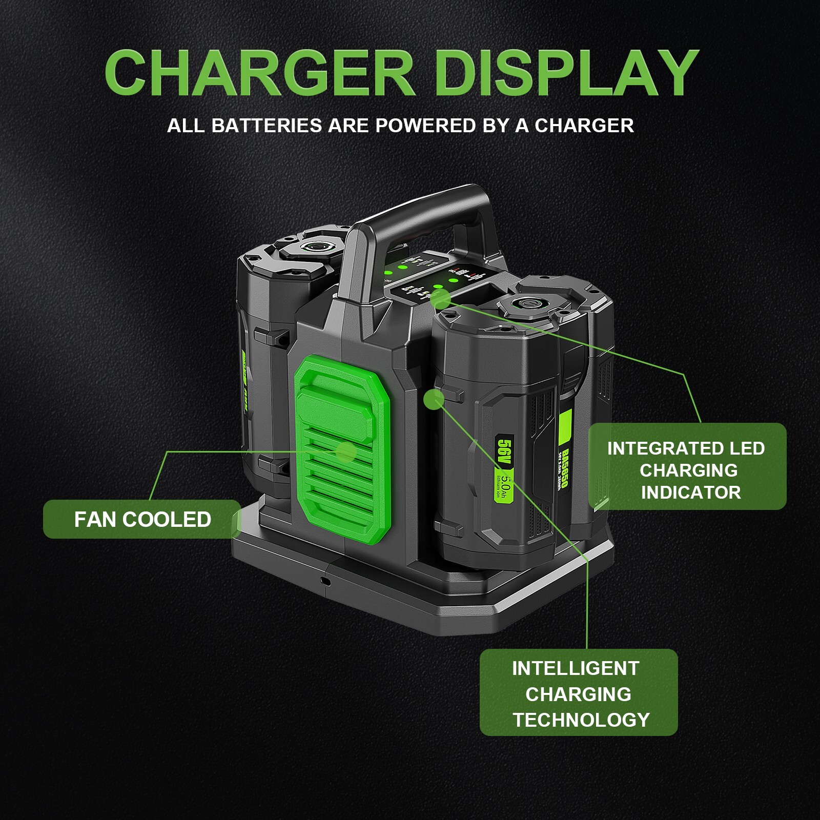 For EGO Power+ 56V Lithium Battery BA2800T BA4200 Fast Dual Port Charger CH2800D