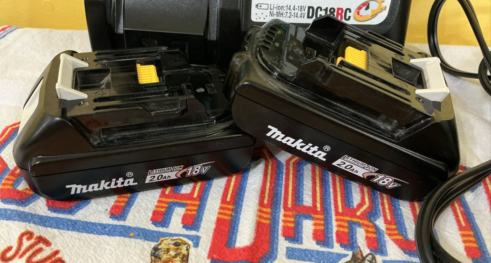 Makita Fast Charger DC18RC & Two Lithium-Ion 2.0 Ah 18V Batteries Charged!