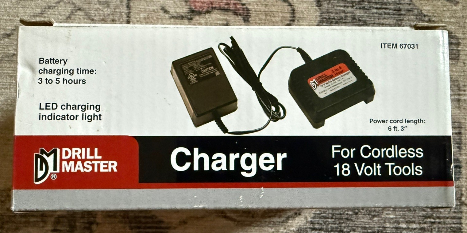 Genuine Drill Master 18V NiCd Battery Charger – 67031- NIB!