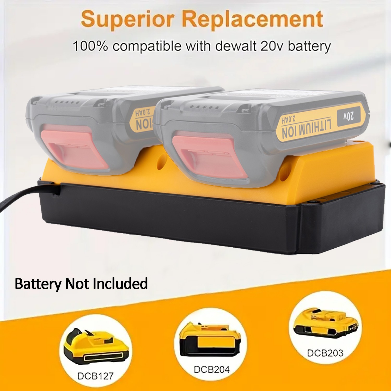 2-Port Battery Charger Replacement for Dewalt 20V Li-ion Battery Charging