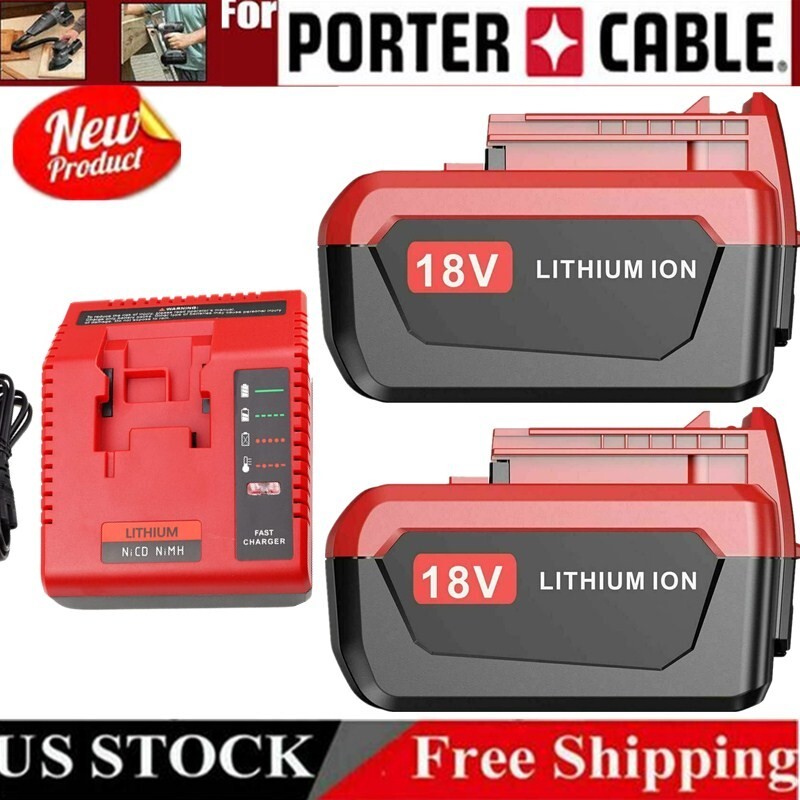 18V 6.0Ah Battery / PCXMVC Fast Charger For Porter Cable 18 Volt PC18B PC18BLX