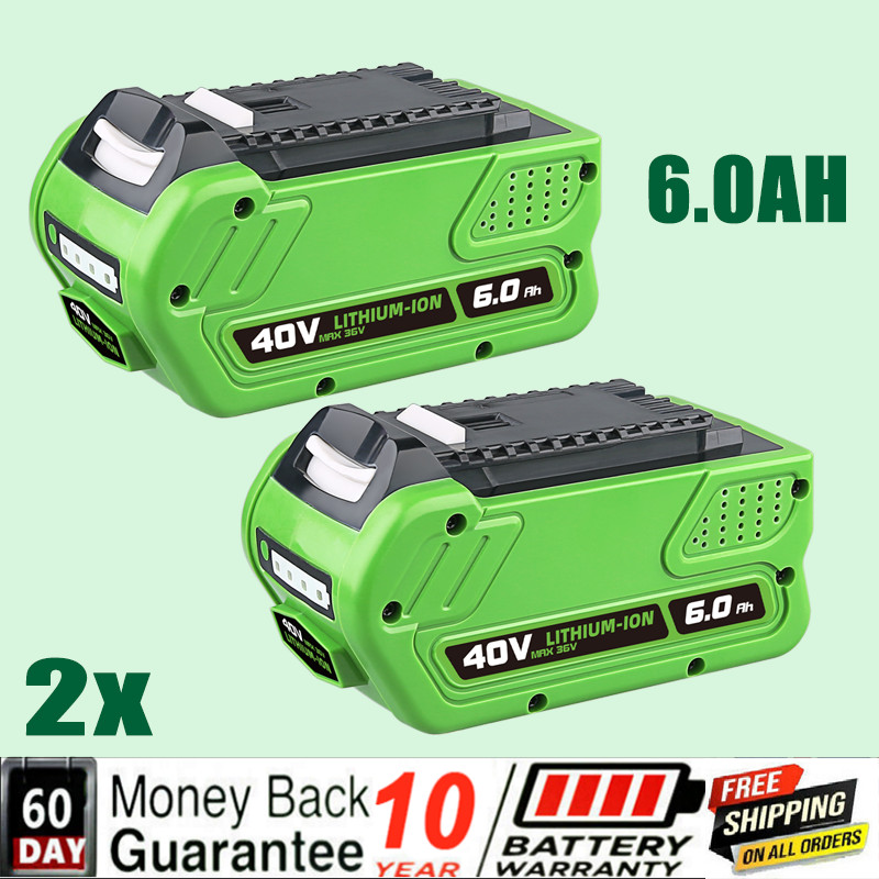 2x 40V 6Ah For Greenworks G-MAX Lithium Battery 29472 29462 29252 20202 40 Volt